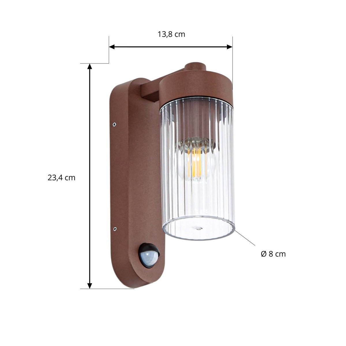Applique extérieure en aluminium moderne couleur rouille, LINDBY