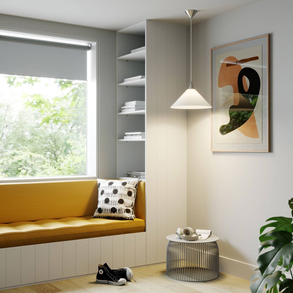 Suspension en verre moderne, Petra blanc, LINDBY