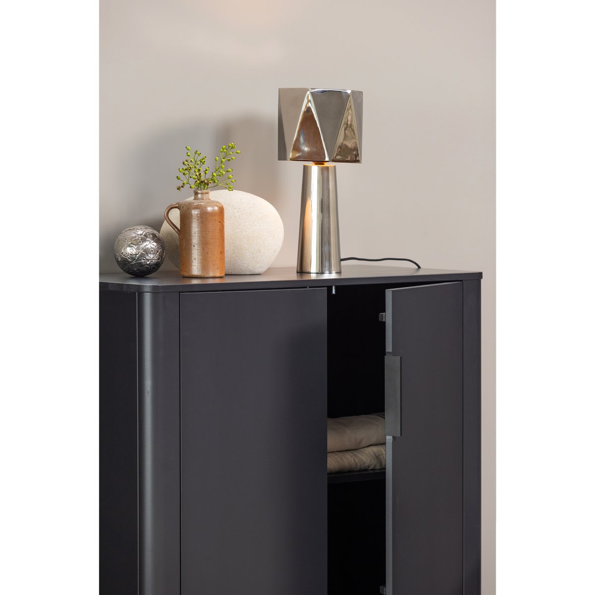Armoire 2 portes en pin GUNNAR noir, WOOOD
