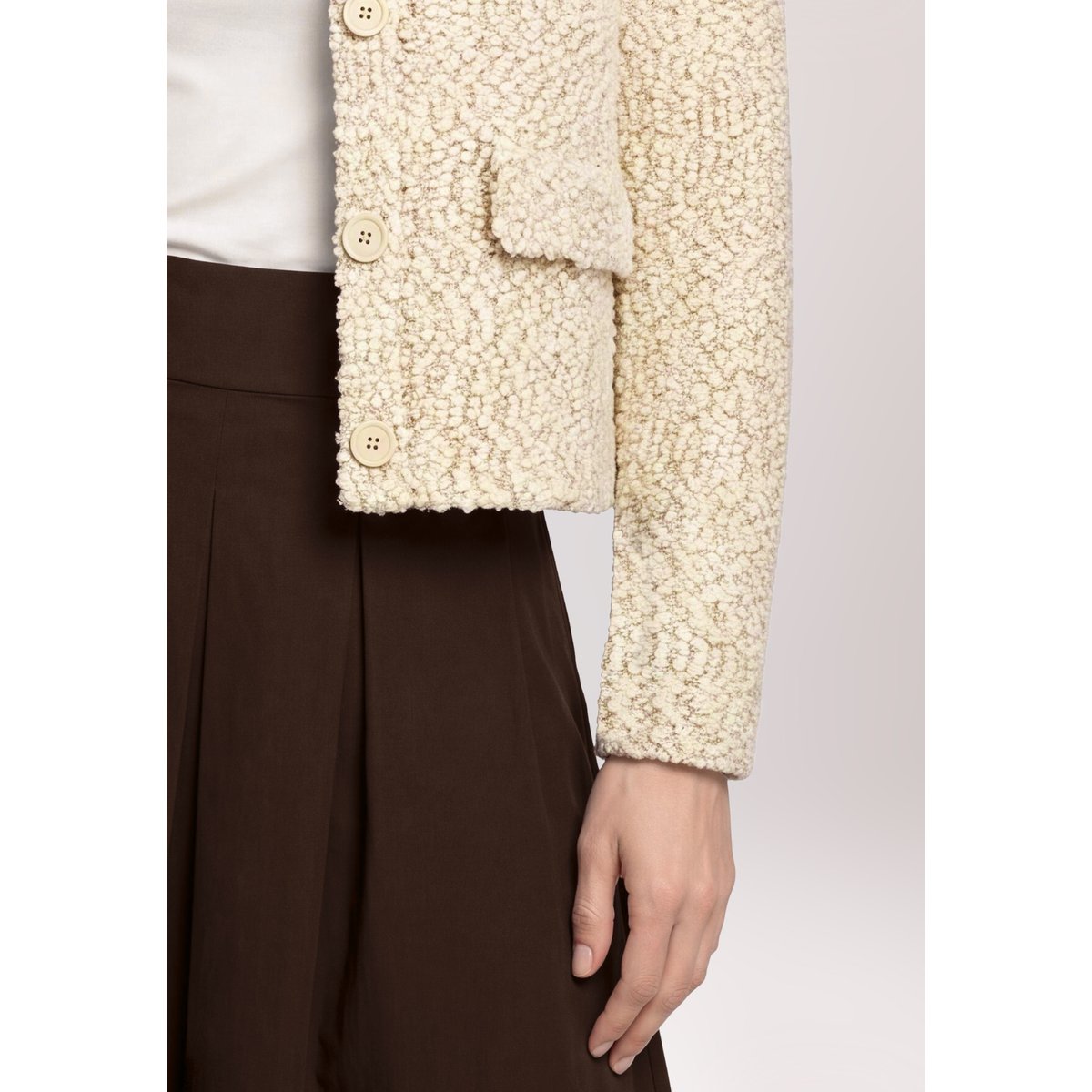 Cardigan en maille à col beige, CARTOON