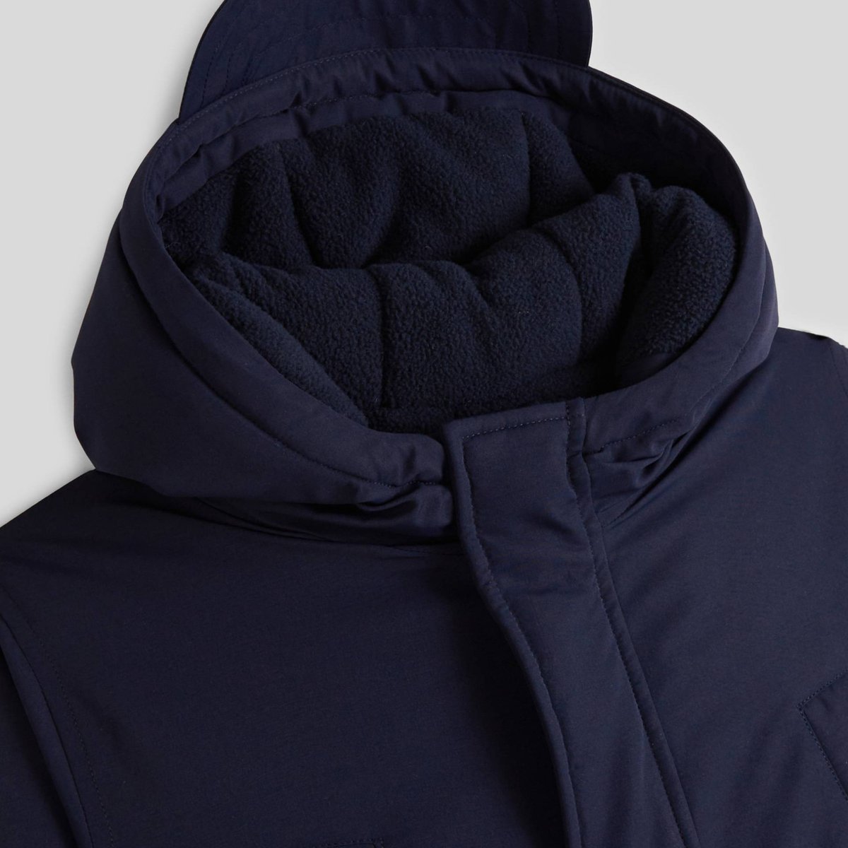 Manteau imperméable long à capuche contenant du polyester recyclé marine, MONOPRIX