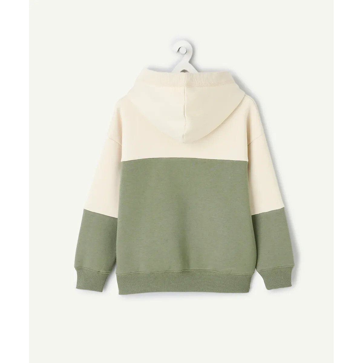 Sweat avec capuche bicolore beige/vert, TAPE A L'OEIL