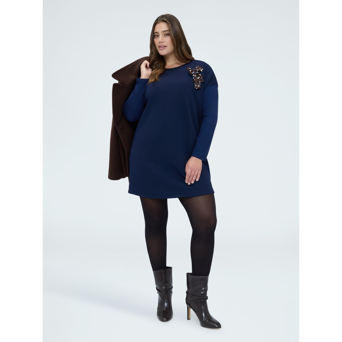 Robe courte avec nœud à pois bleu, FIORELLA RUBINO