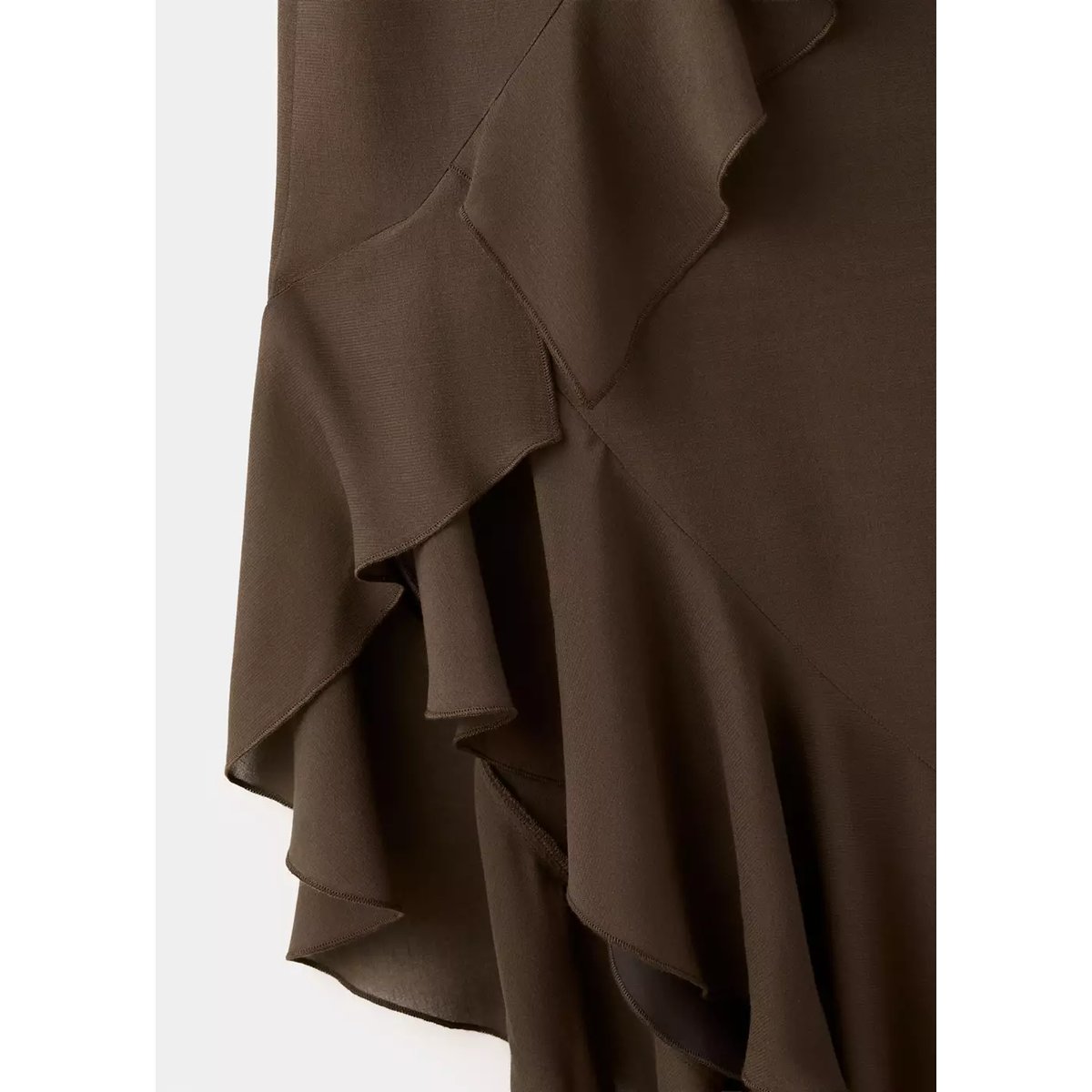 Robe volants fines bretelles marron, MANGO TEEN