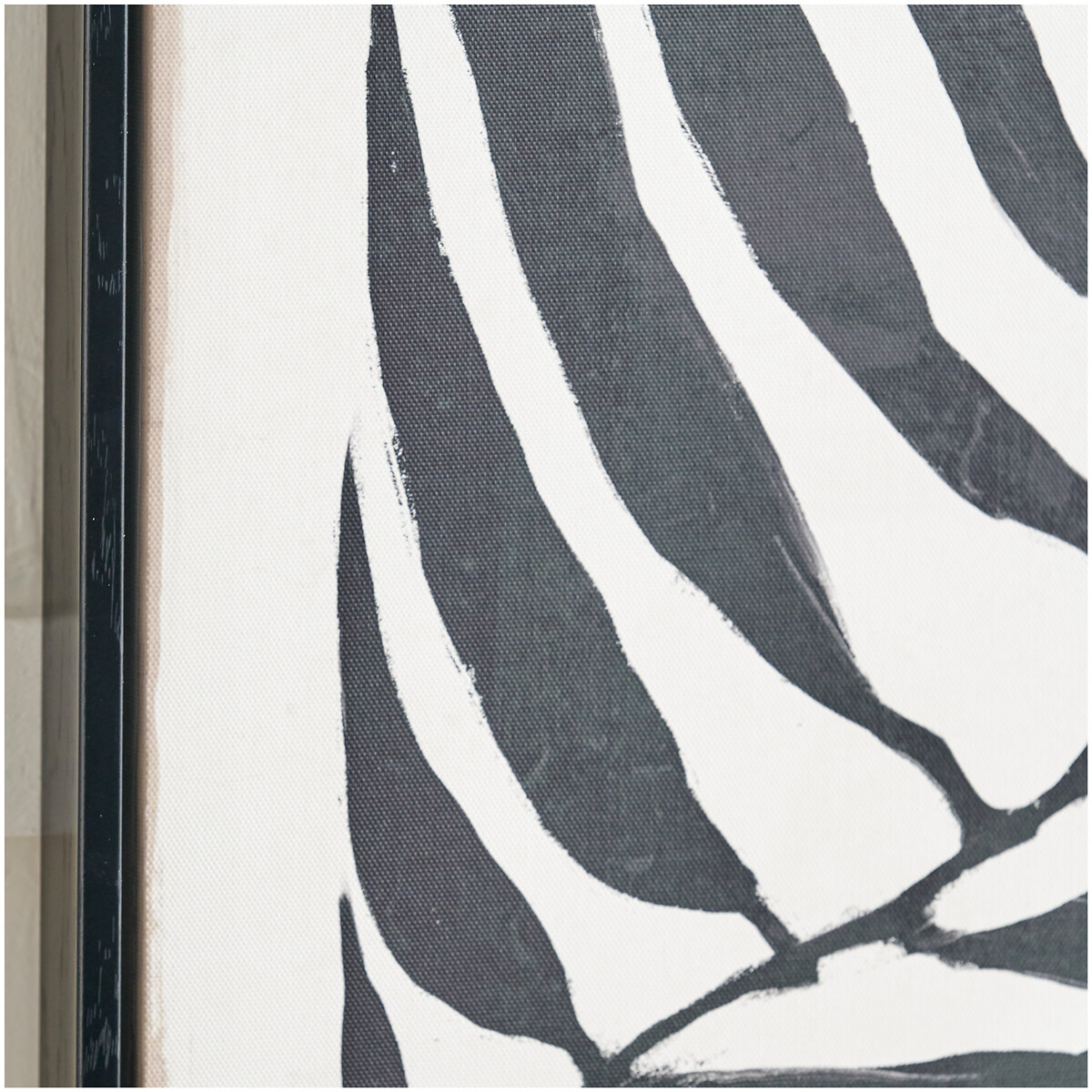 Set of 2 60 x 40cm Black Leaf Print Canvases with Black Frames black/white, ÉDITÉ