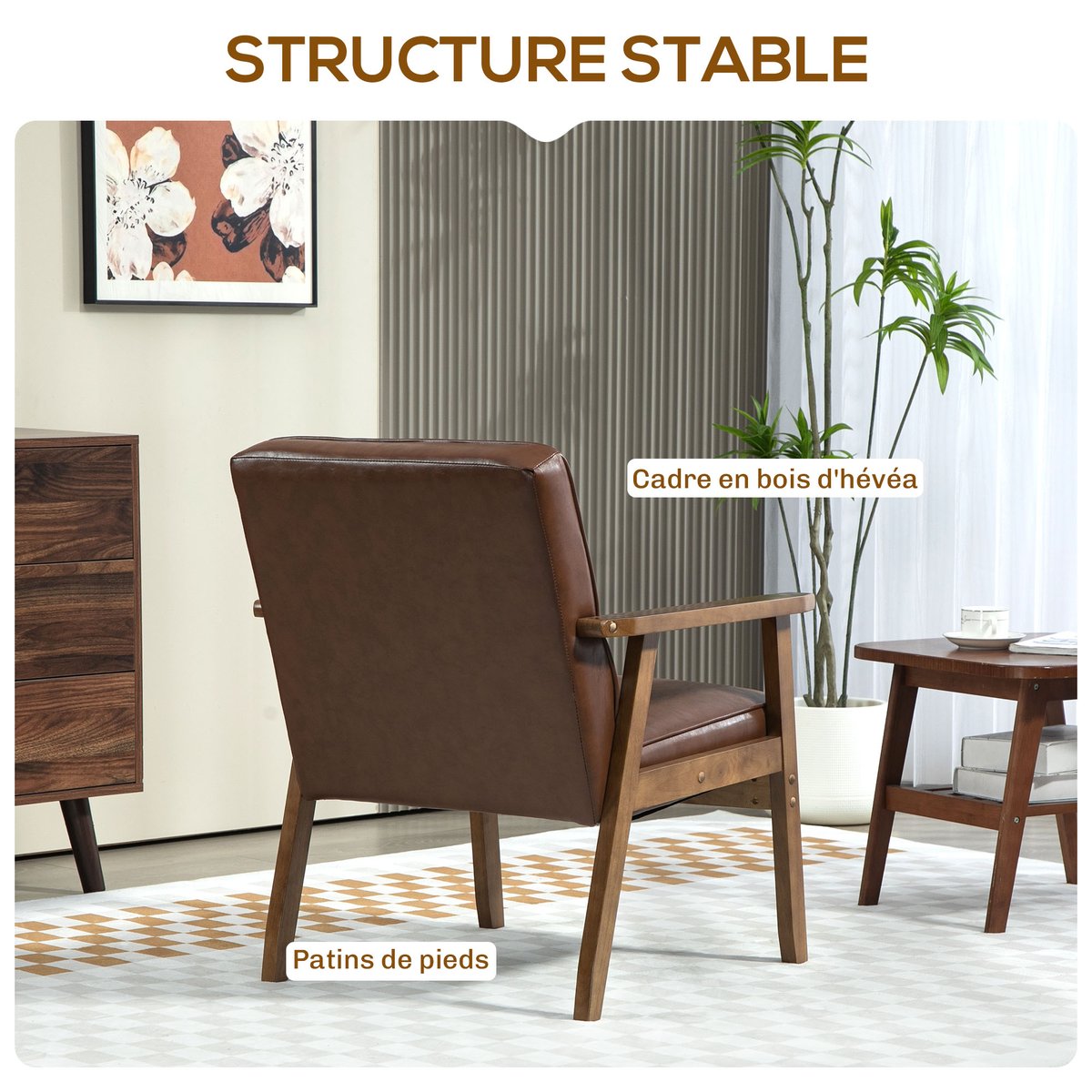 Accent Chair PU Marron marron, HOMCOM
