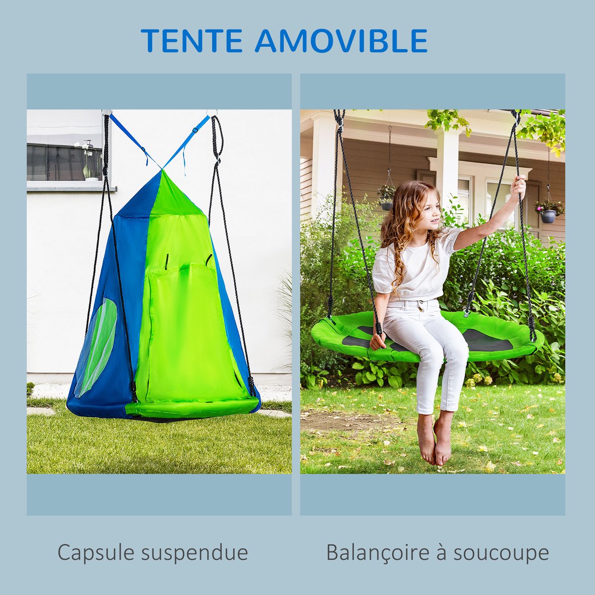 Hamac à bascule pour enfants PE Vert vert, OUTSUNNY