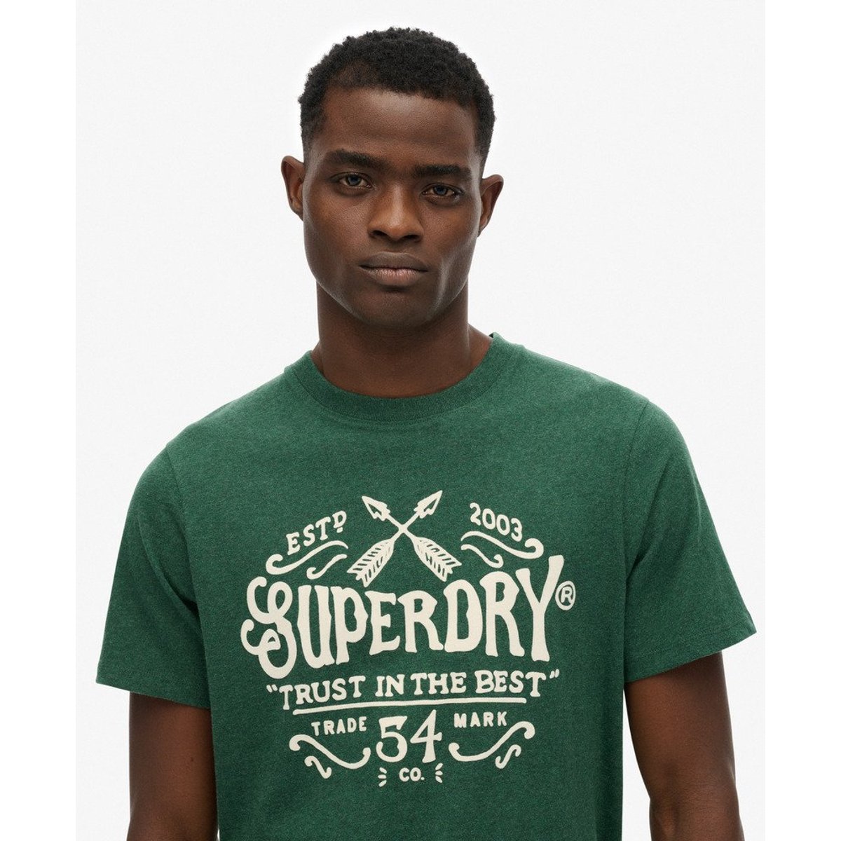 T-shirt floqué décontracté Outdoor vert pitch chiné, SUPERDRY