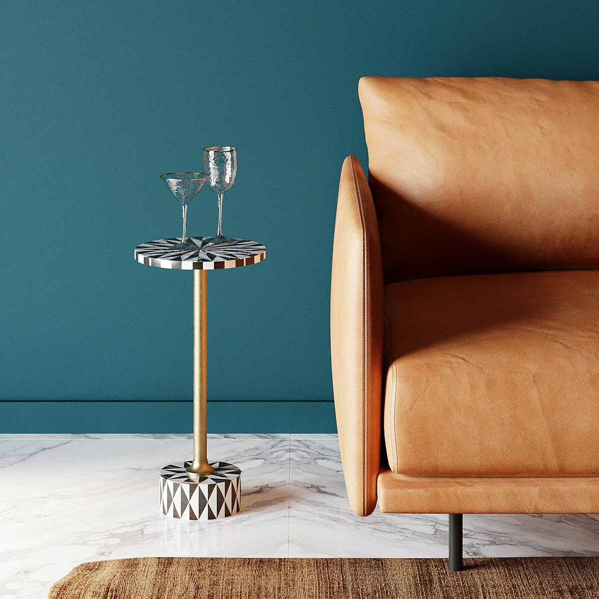 Side Table Domero Star Brown White Ø25cm black, KARE DESIGN