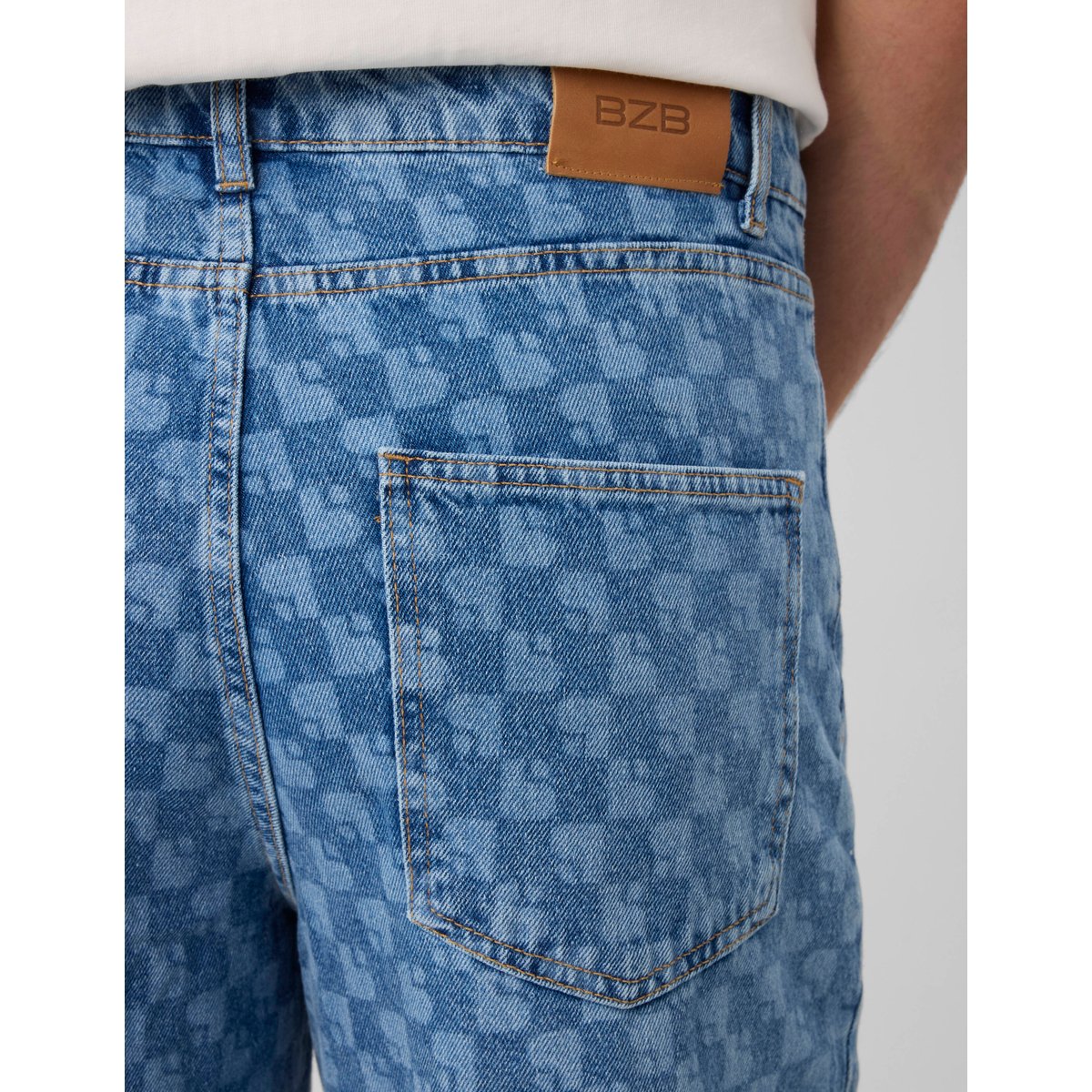 Loose jean imprimé bleu moyen, BZB