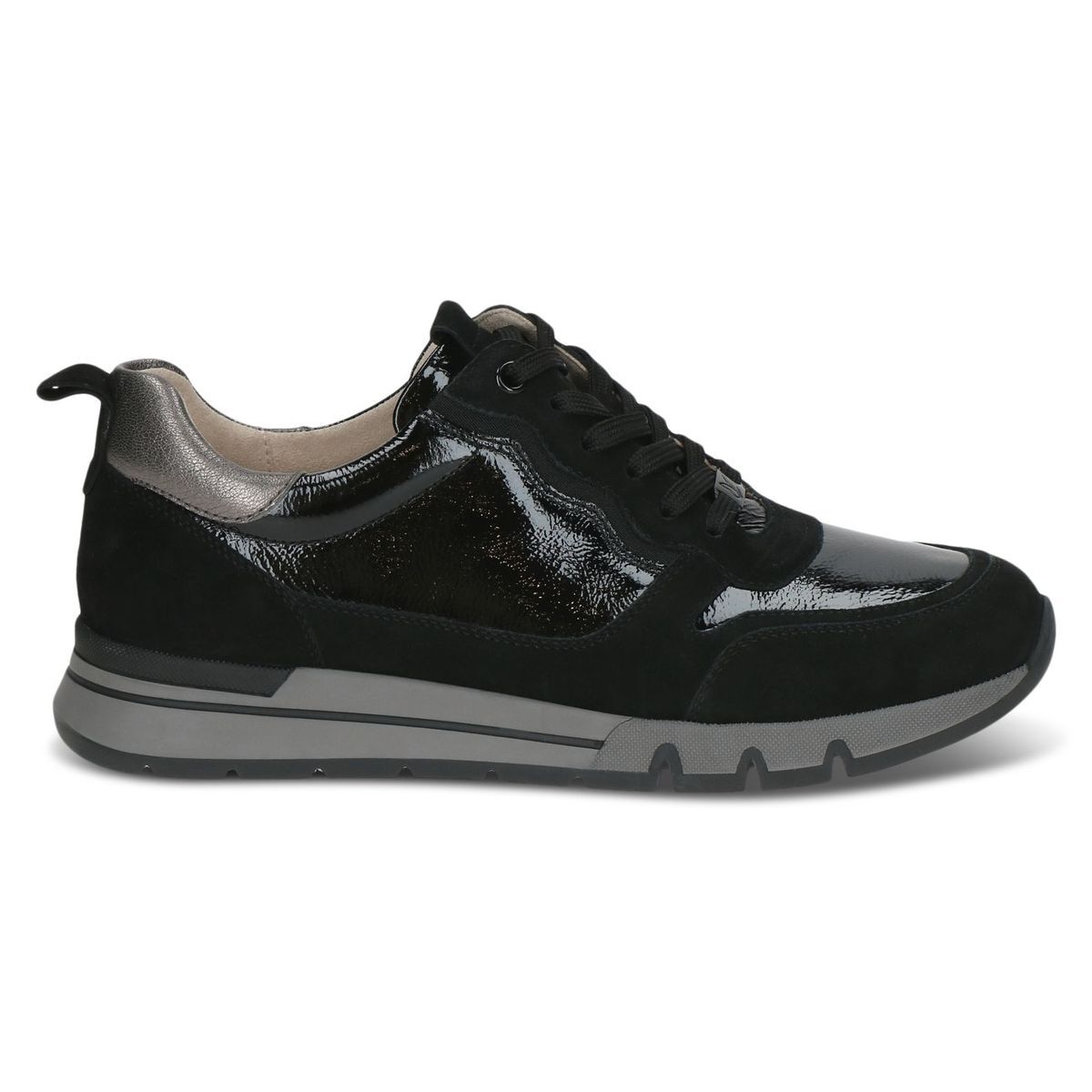 Basket en cuir noir zèbre, CAPRICE