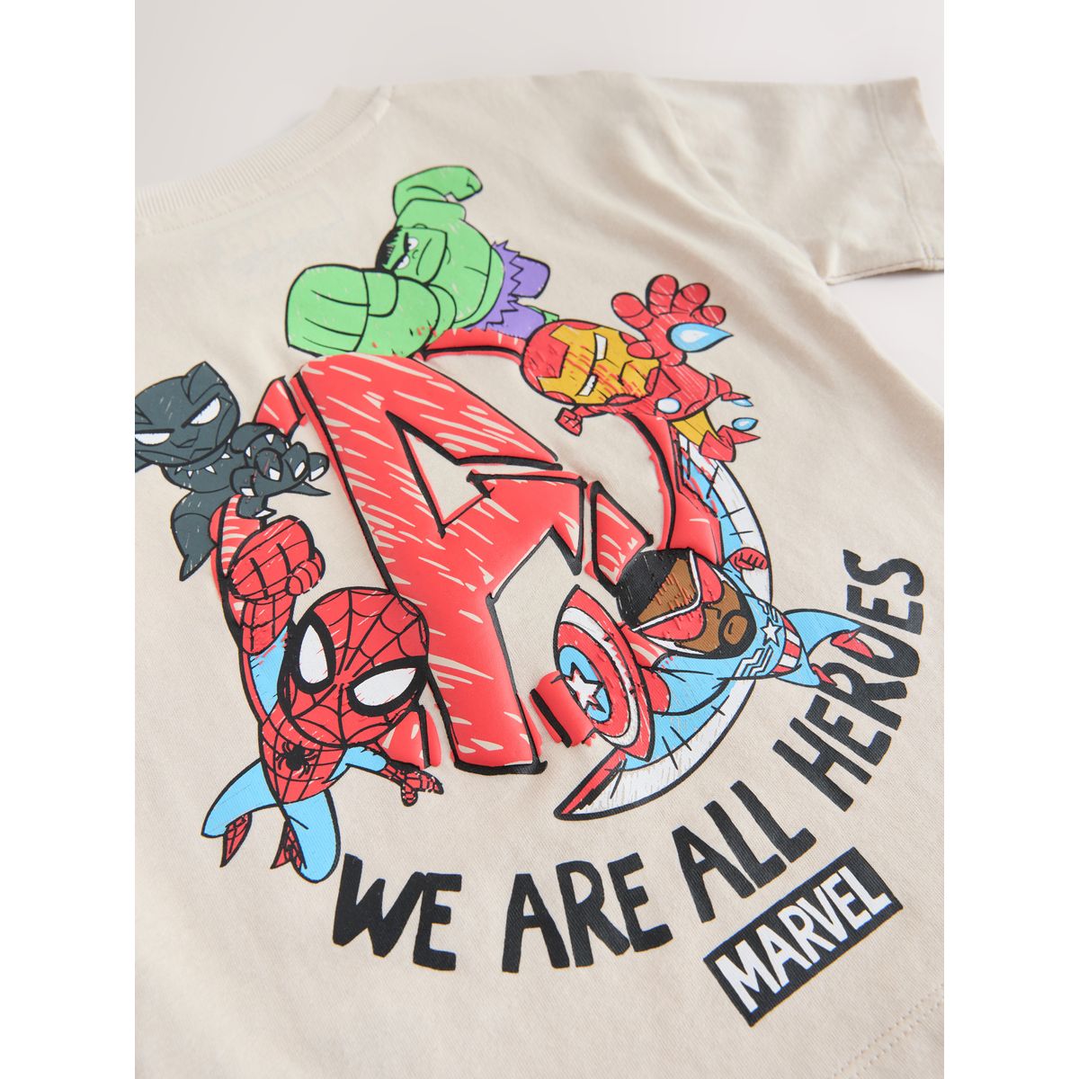 T-shirt en coton à manches courtes marvel gris clair, NEXT