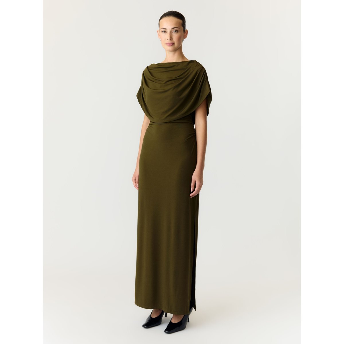 Robe Longue marron - dark olive1, YAS