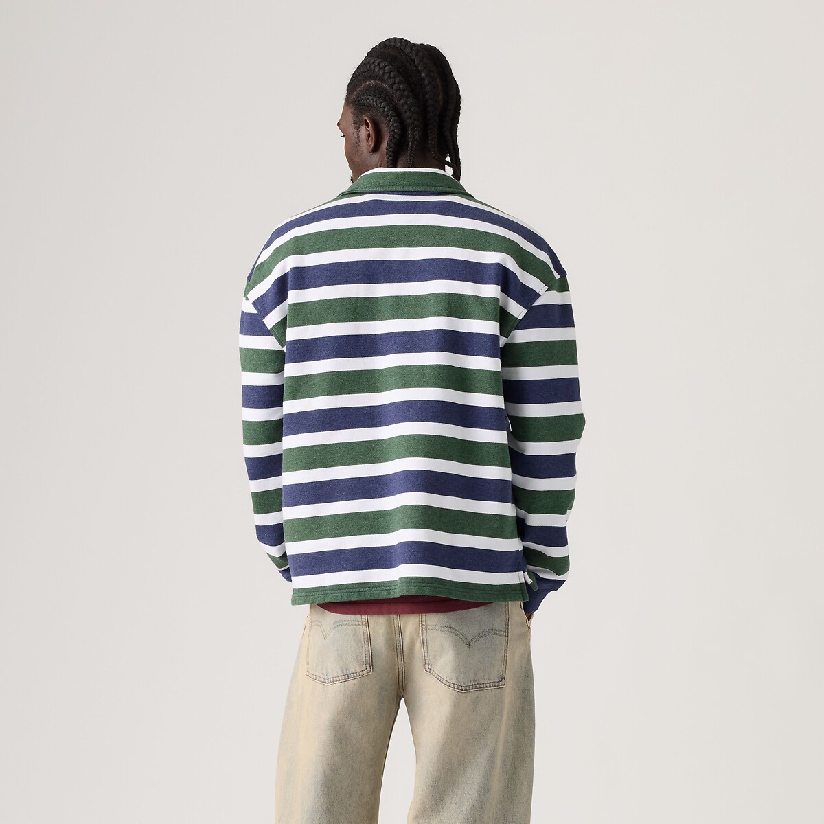 Sweat demi-zippé, CAMERON rayé bleu vert, LEVI'S