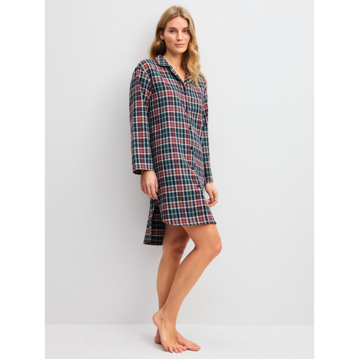 Chemise de nuit en flanelle, longueur 95 cm manches longues Coton HOLIDAY DREAMS saphir foncé, CALIDA