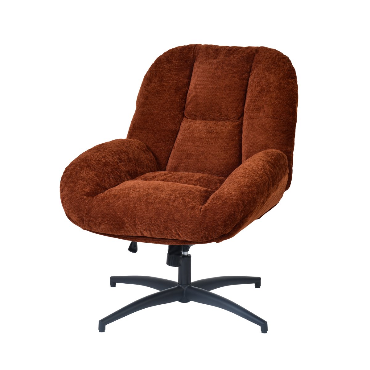 Chaise de bureau pivotante avec dossier inclinable en chenille, LITHOPSFIX CHENILLEO rouge, MEUBLES COSY