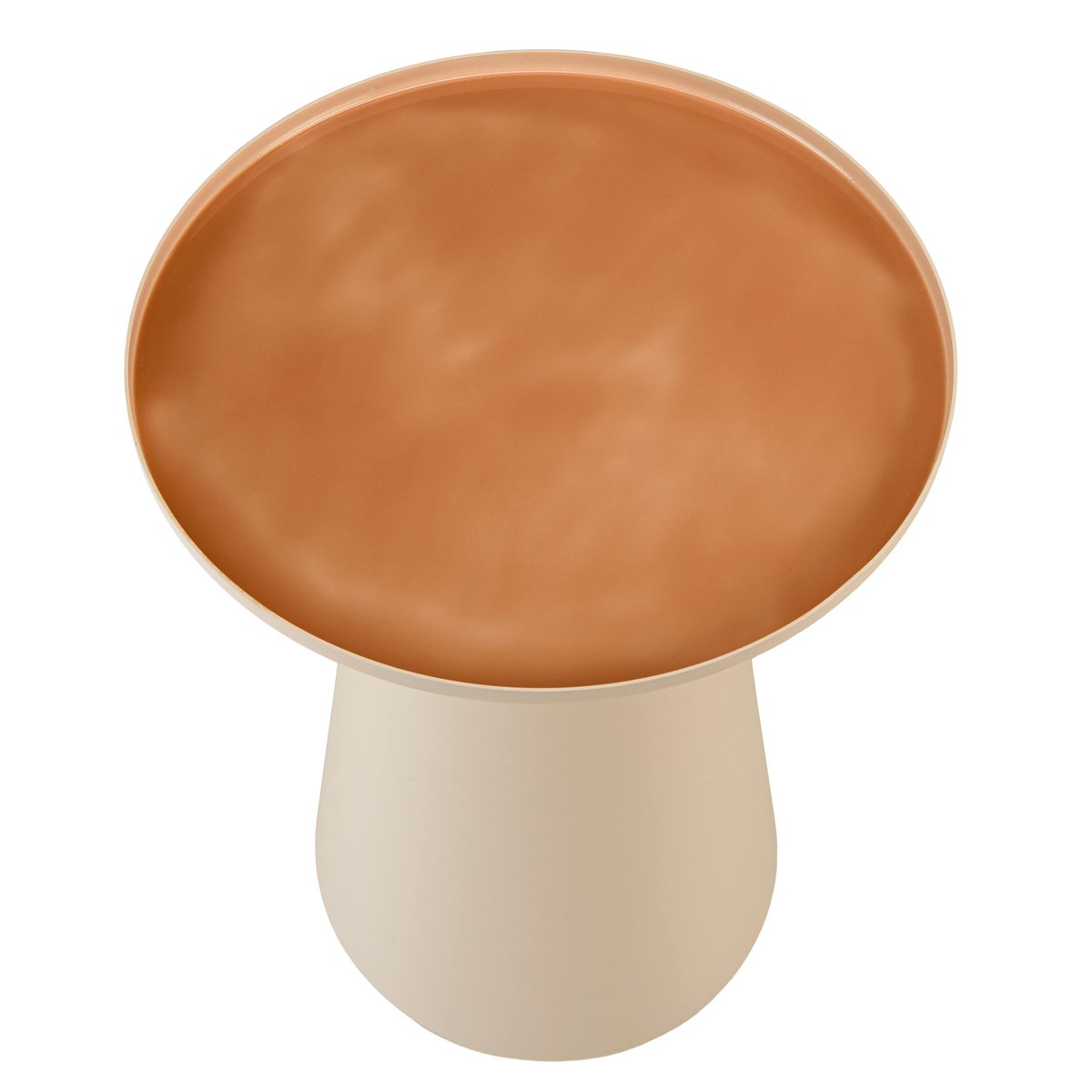 Table d'appoint ronde 40x40cm plateau en métal émaillé caramel TOSCA bois naturel, PIER IMPORT