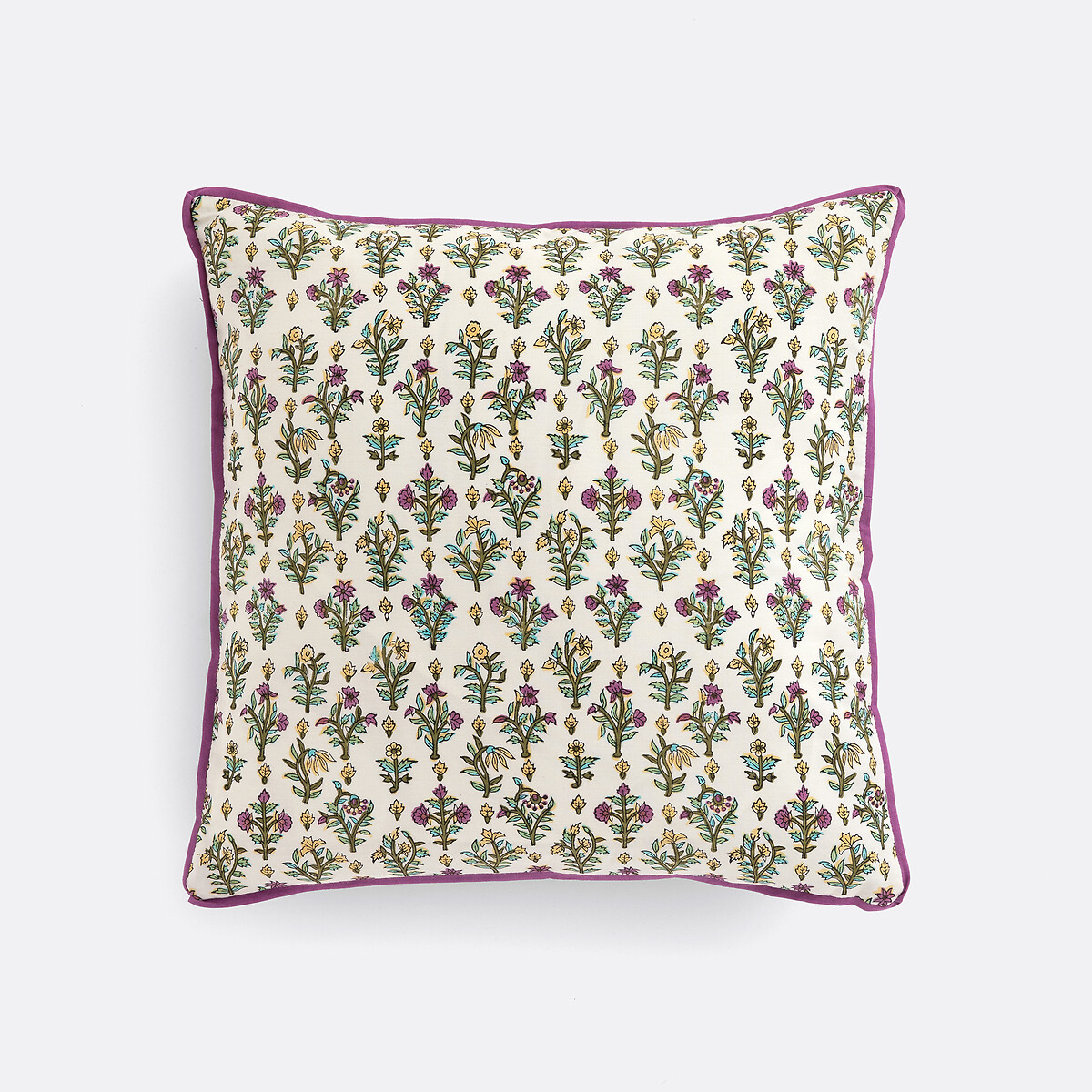 Housse de coussin en coton imprimé block-print, SHANDIRA ecru/kaki, LA REDOUTE INTERIEURS