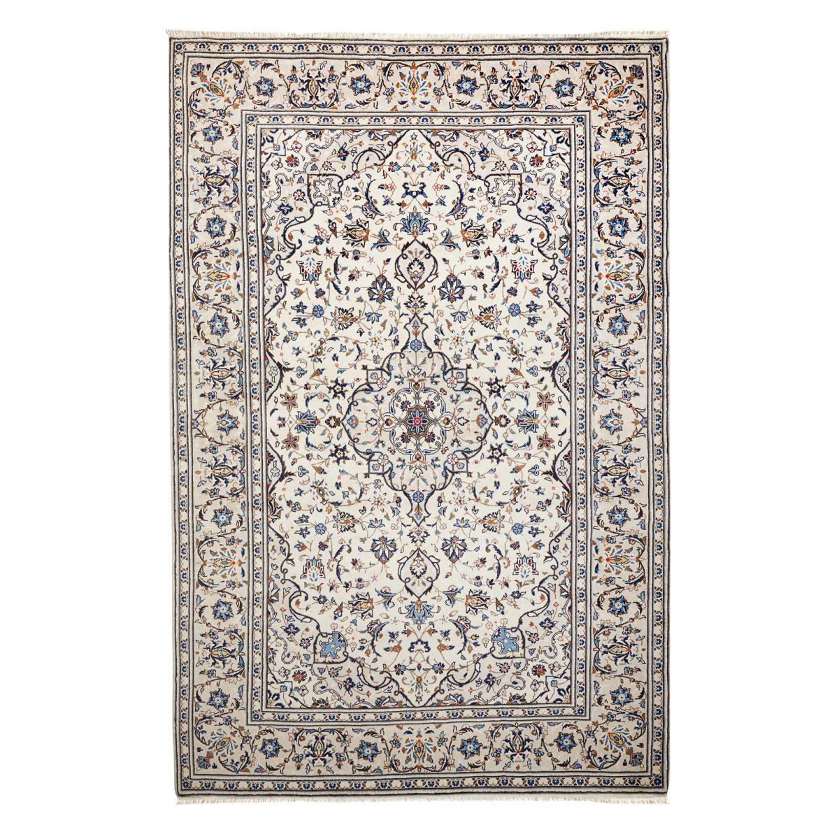 Tapis d'orient, motif oriental noué main en laine, KASHAN 2 crème, bleu, marron, UN AMOUR DE TAPIS
