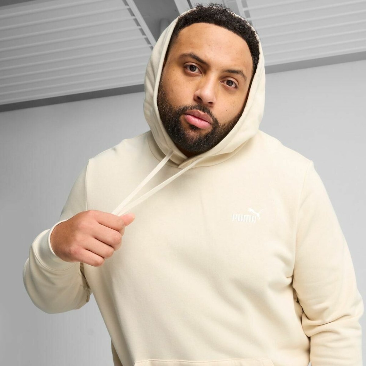 Sweat à capuche Essentiel petit logo crème, PUMA