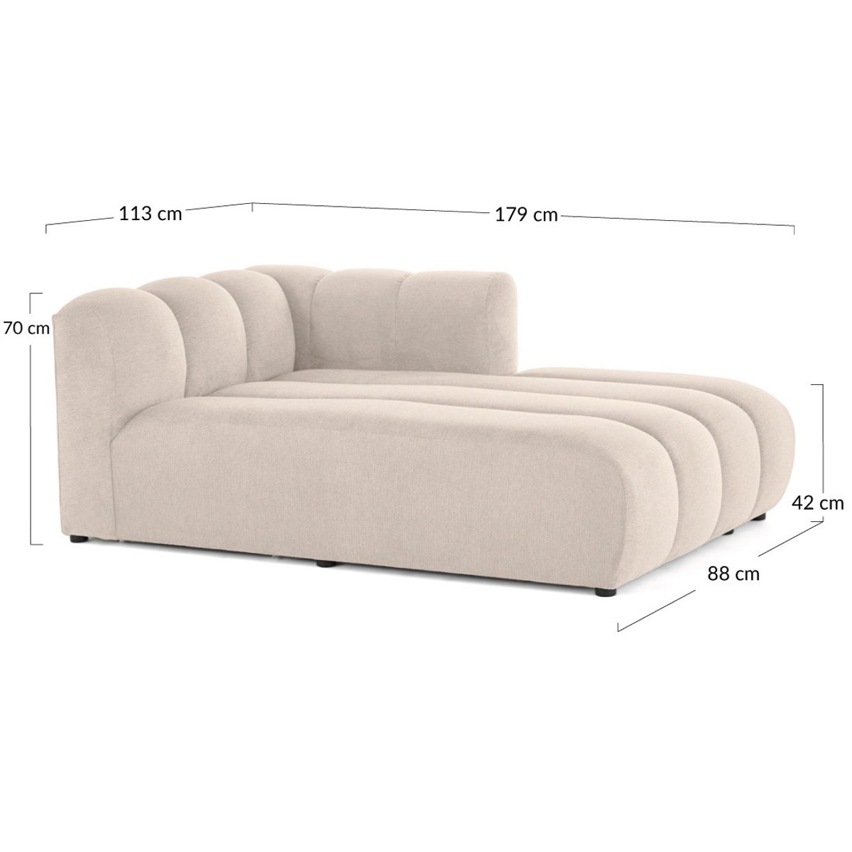 Module d'assise méridienne droit - DEBBIE gris, BEST MOBILIER