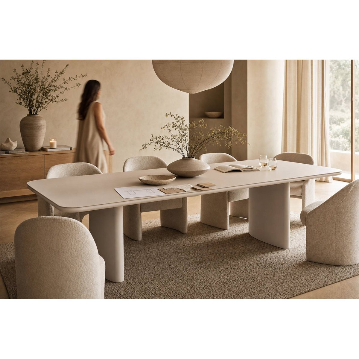 Table de jardin en aluminium beige clair, RECOLLECTION
