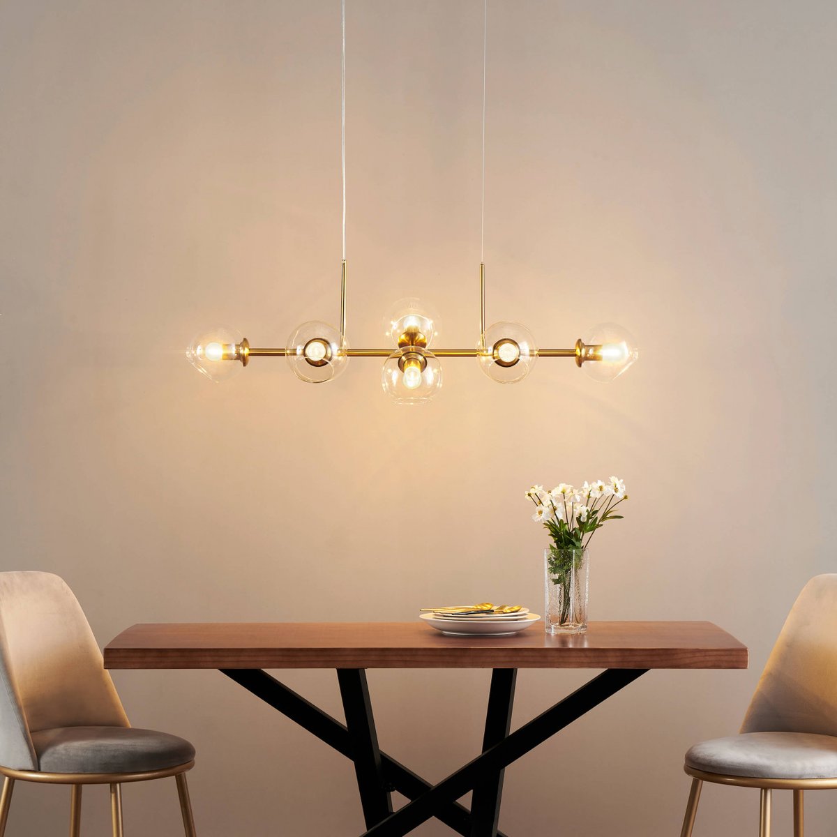 Majestueuse suspension en verre - CARLOTTA doré / laiton, KOSILUM