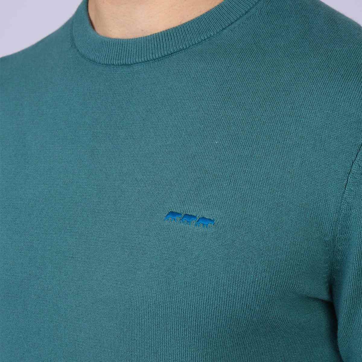 Pull Erwann bleu petrole, MISE AU GREEN