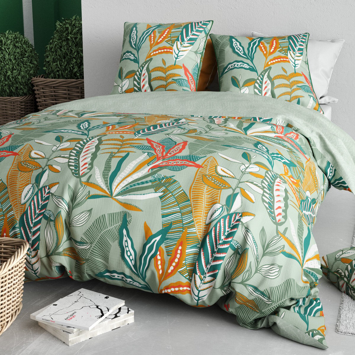 Parure housse de couette 100 % coton 57 fils lily orange, C DESIGN HOME TEXTILE