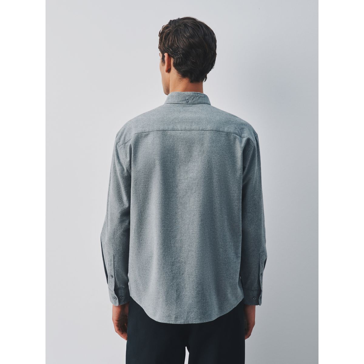 Chemise oxford brossée à manches longues gris, NEXT