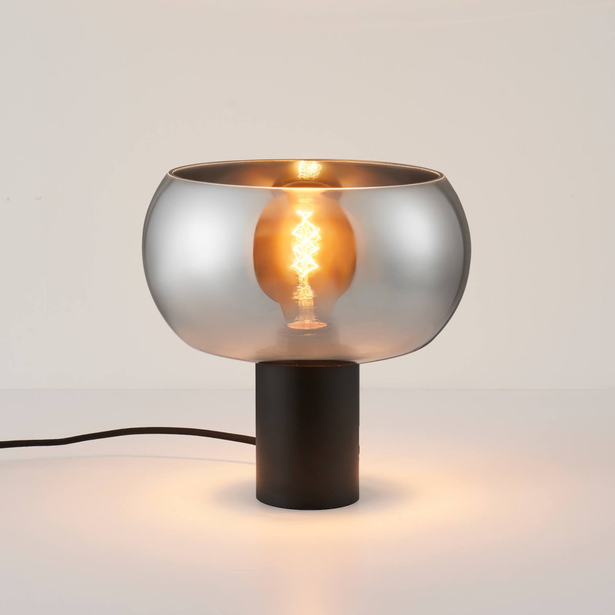 Lampe à poser verre fumé et marbre - MILAN gris fumé, KOSILUM