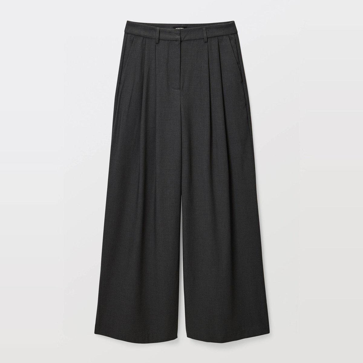 Pantalon large uni à pinces gris fonce anthracite, MONOPRIX