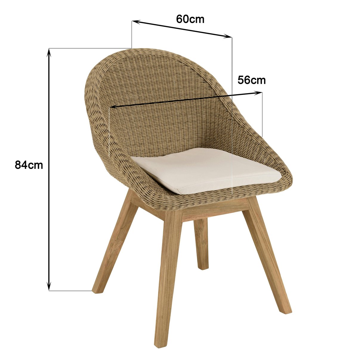 Chaise de jardin arrondie résine tressée beige (lot de 2) MANY beige, PIER IMPORT