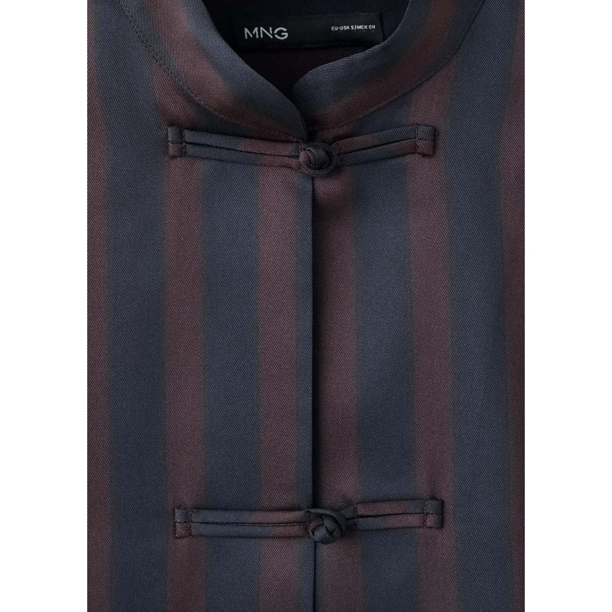 Blouse à rayures avec brandebourgs bleu marine foncé, MANGO
