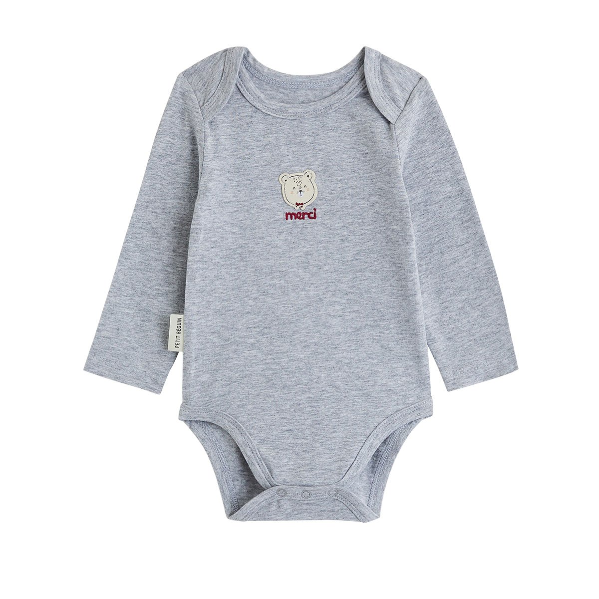 Lot de 2 bodies bébé manches longues Pistache gris, PETIT BEGUIN