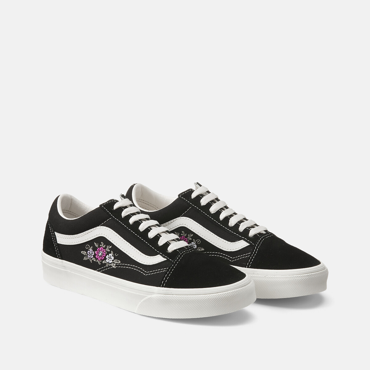 Baskets Old Skool noir brodé fleurs, VANS