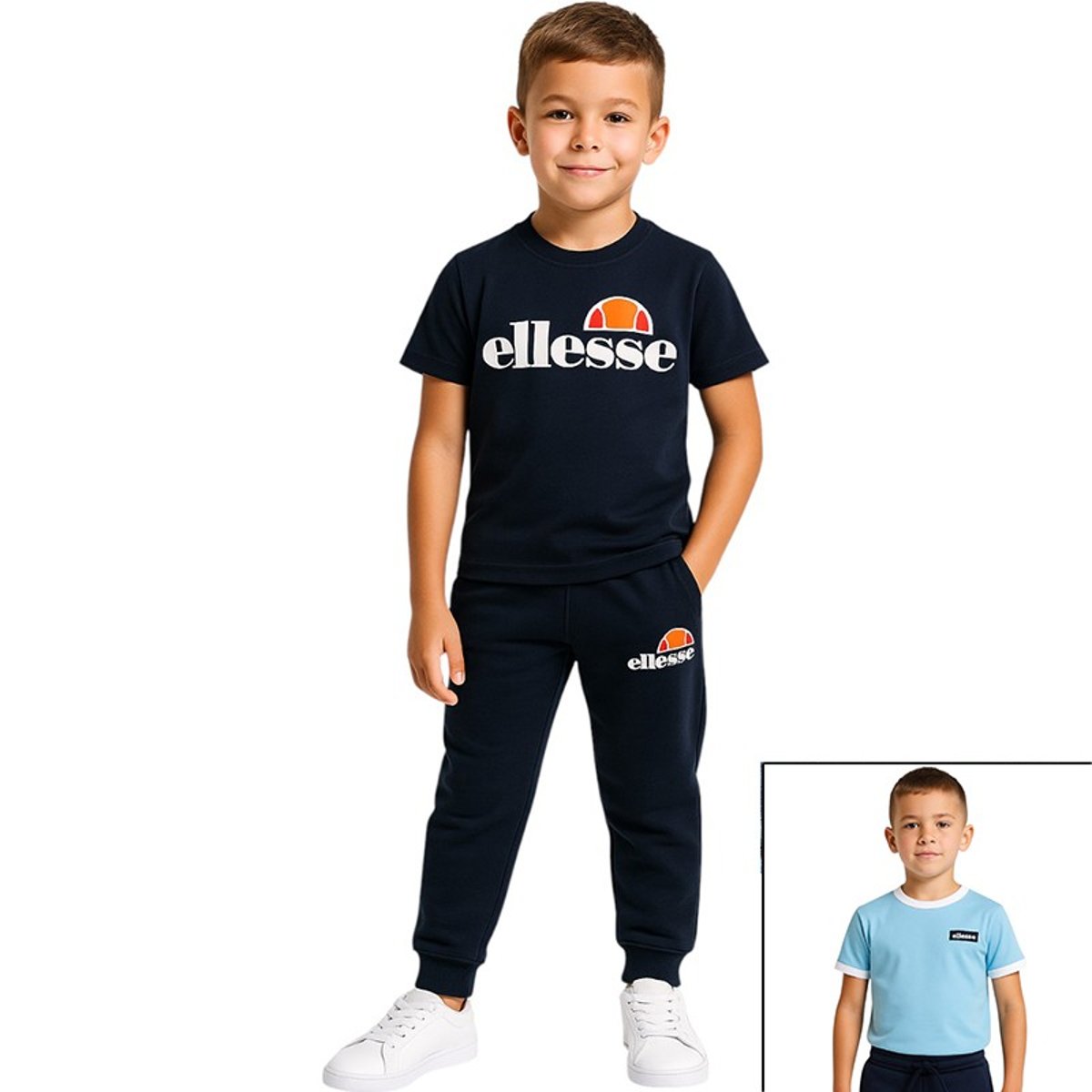 Lot de 2 t-shirts manches courtes et pantalon de jogging PLAYGROUND bleu marine, ELLESSE