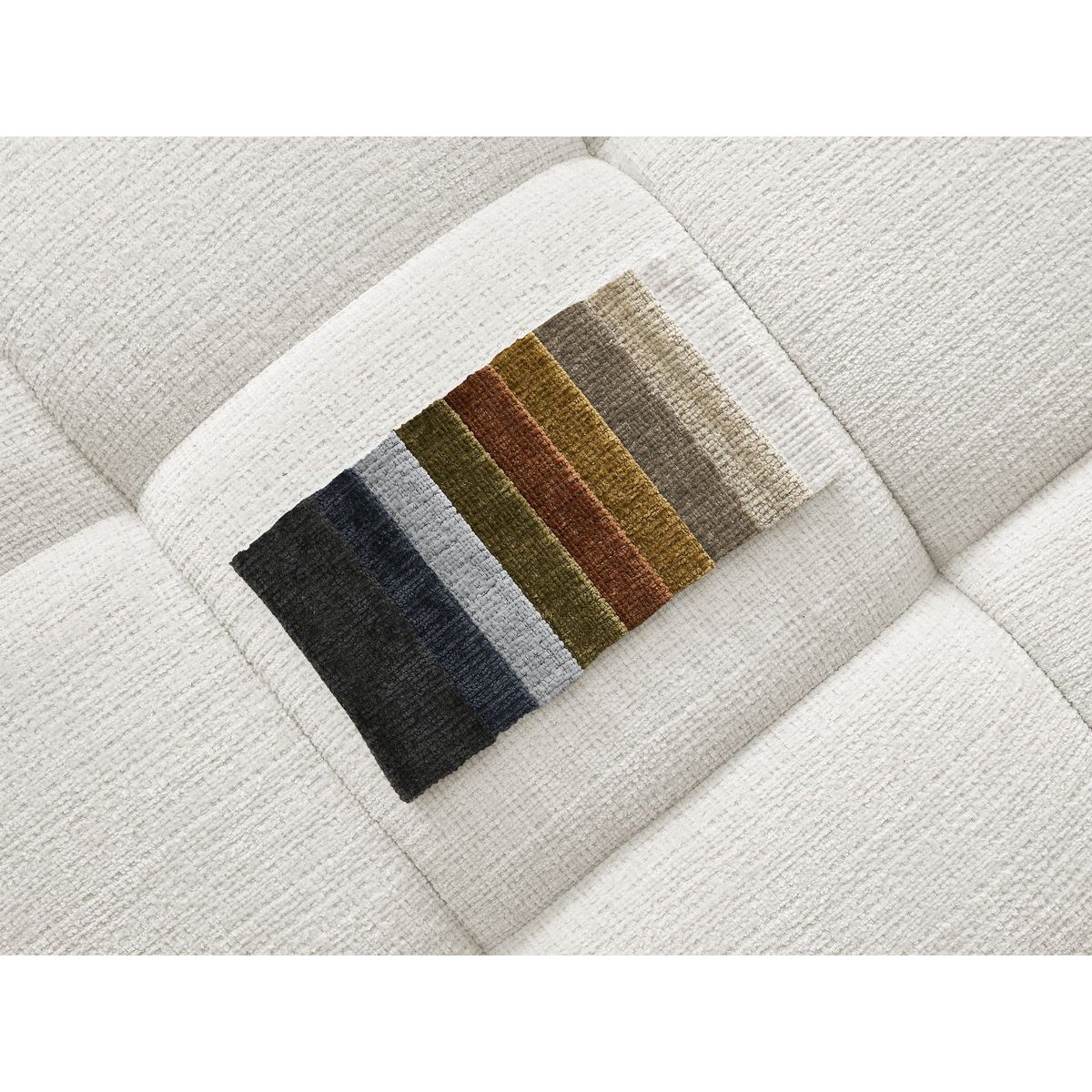 Canapé d'angle fixe 4 places en tissu texturé, IVANE blanc, BOBOCHIC