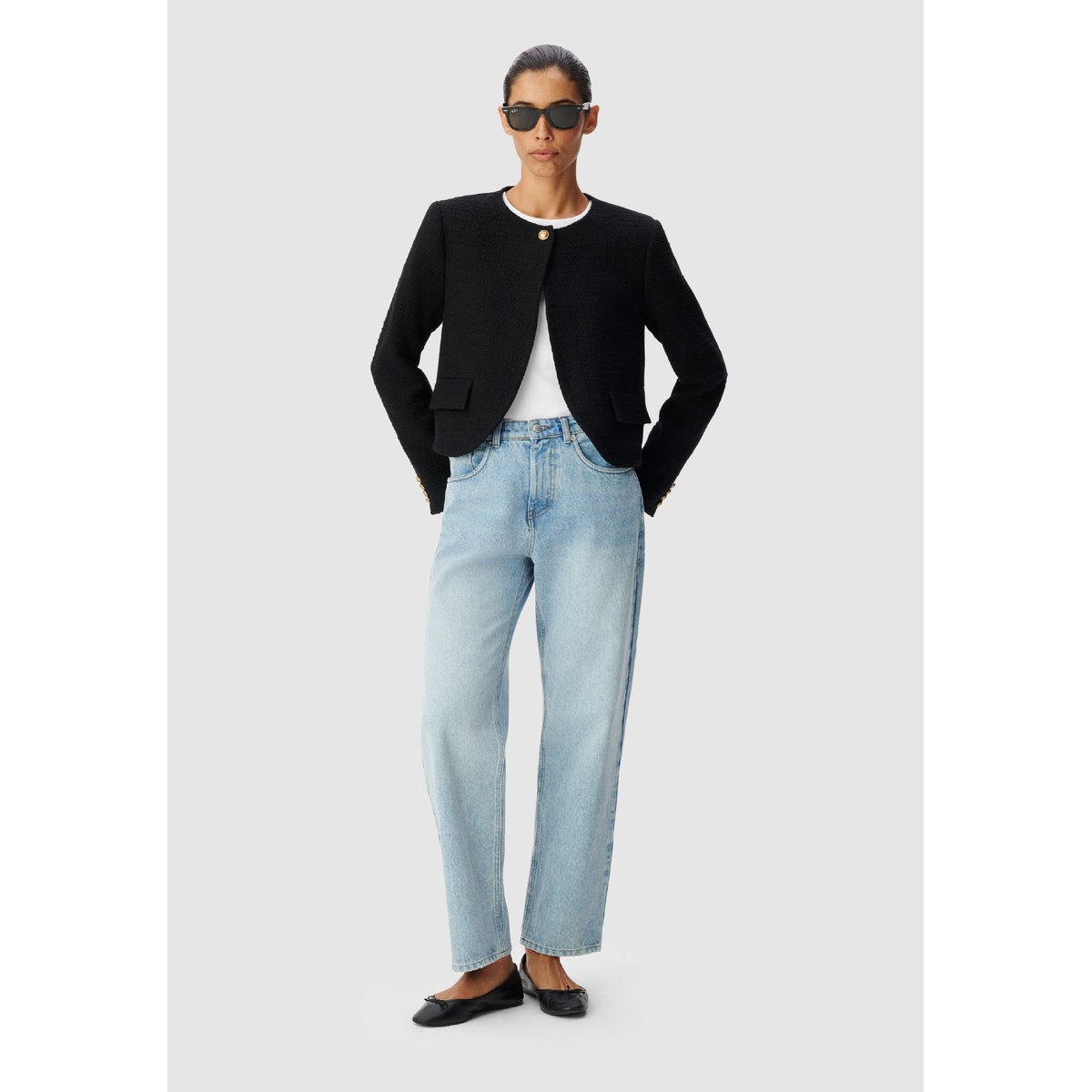 Veste carrée effet tweed noir, IKKS
