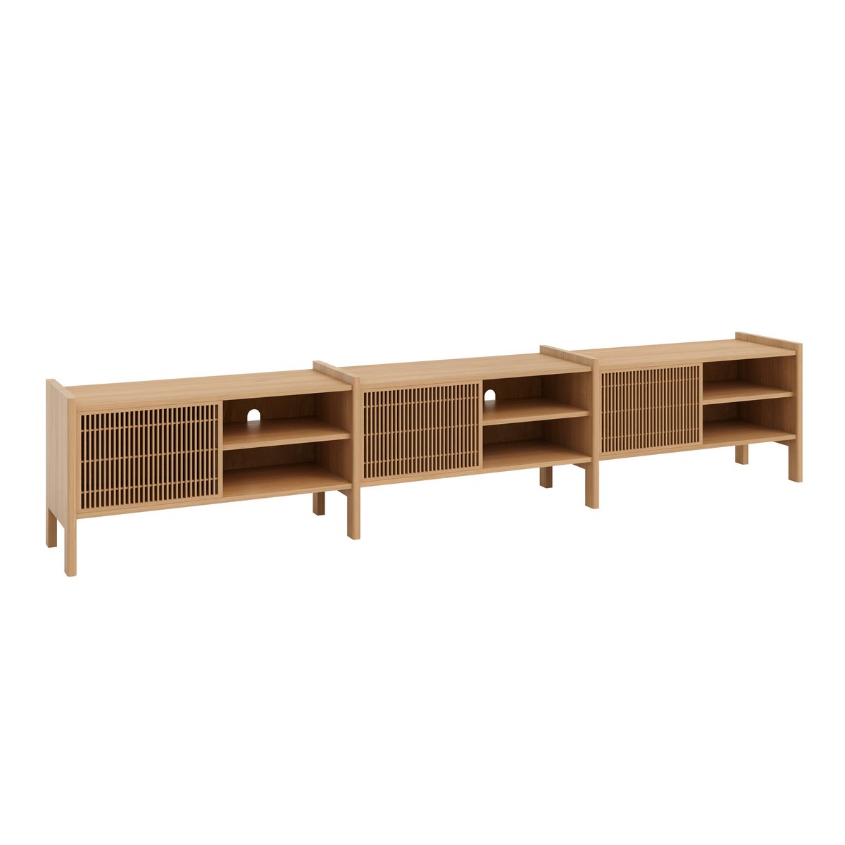 Meuble TV en pin verni couleur chêne MENDIA GRAND chêne, NAAN FURNITURE
