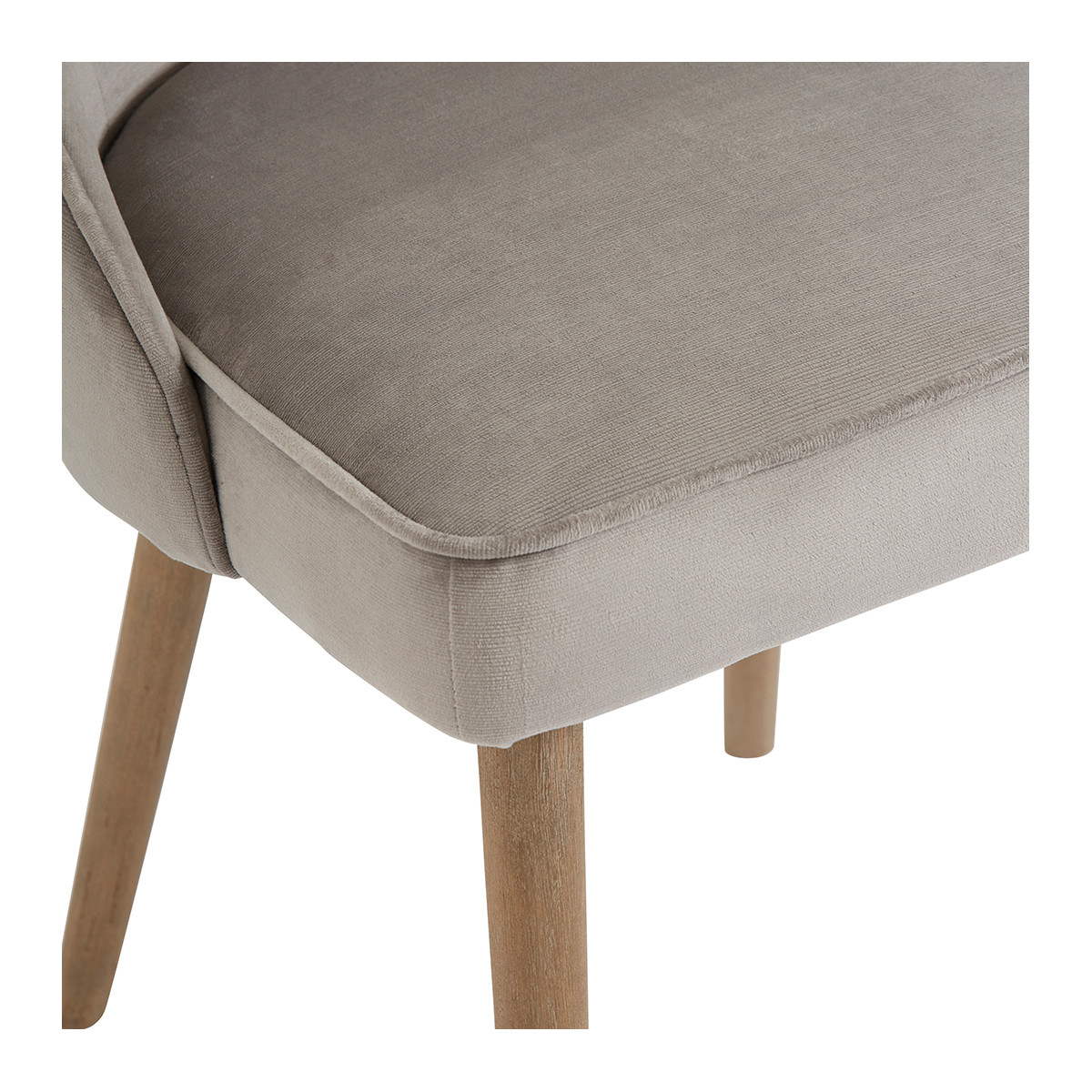 Chaise en velours beige, BLANC D’IVOIRE