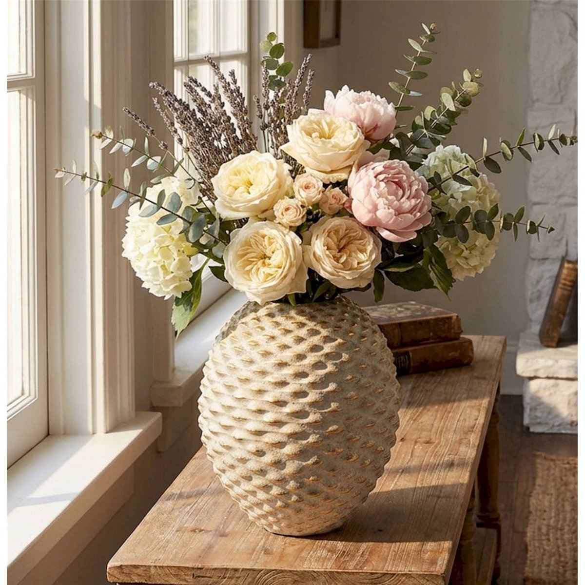 Vase boule en céramique relief MODERN gris et doré, RECOLLECTION