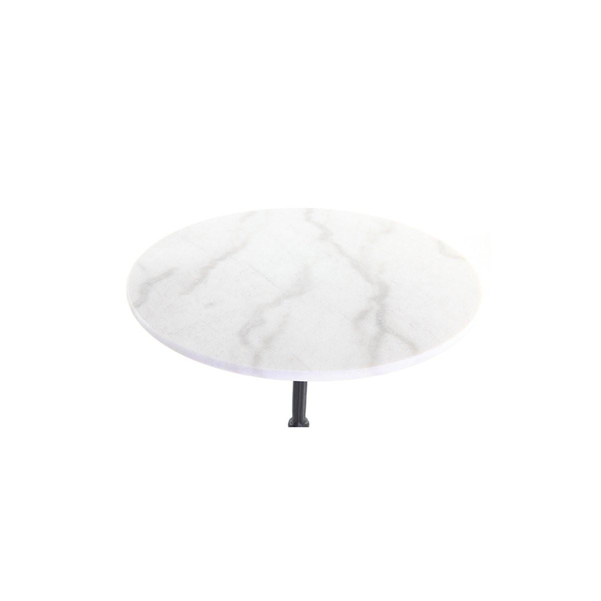 Table bistrot ronde en pierre minérale et métal noir D60 cm CONTY blanc et noir, MILIBOO