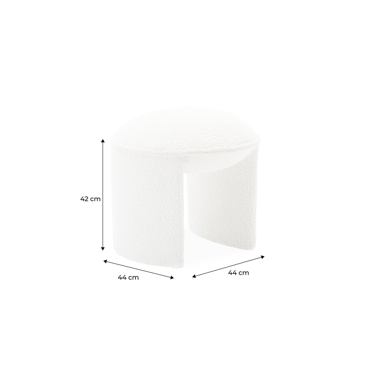Tabouret, pouf bouclette texturée SHAWN blanc, SWEEEK