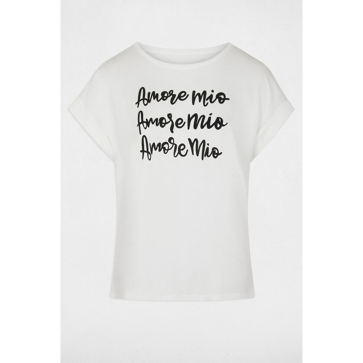 Tee shirt col rond manches courtes blanc, MORGAN