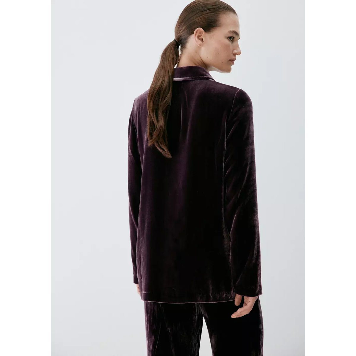 Chemise velours soie violet, MANGO