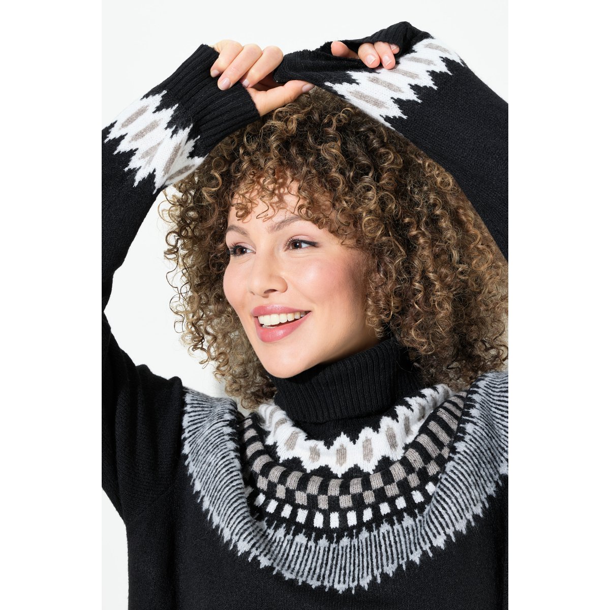 Robe en maille à manches longues noir, ULLA POPKEN