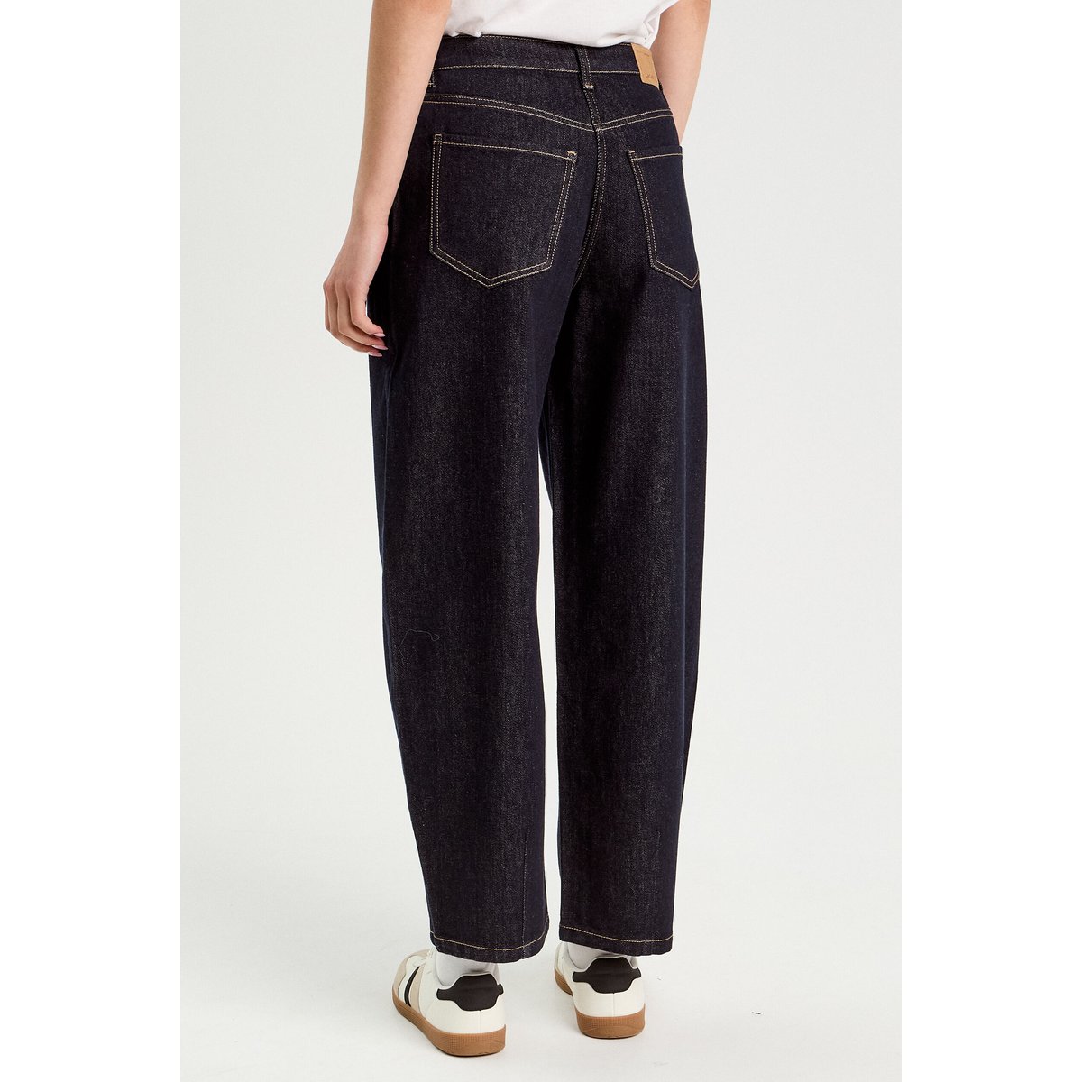 Jean barrel cropped taille standard denim brut, CACHE CACHE