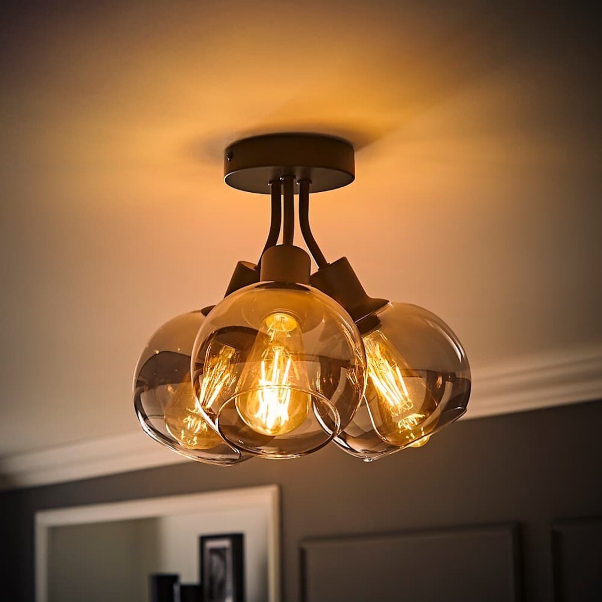 Brady 3-Light Glass Globe Cluster Ceiling Light black, SO'HOME