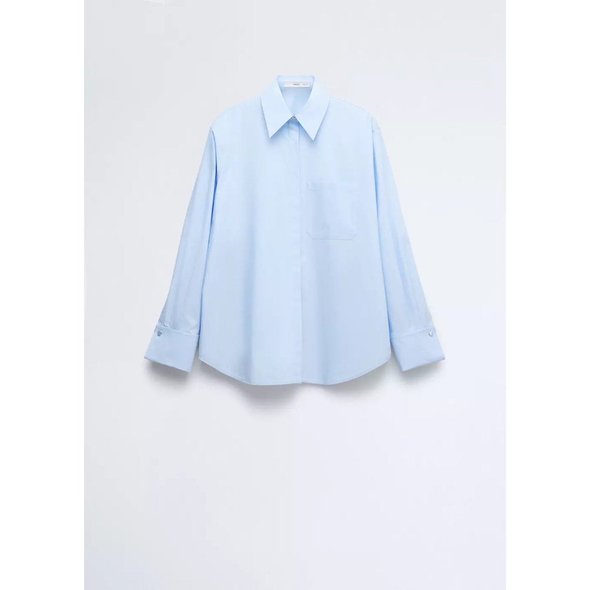 Chemise droite en popeline bleu ciel, MANGO